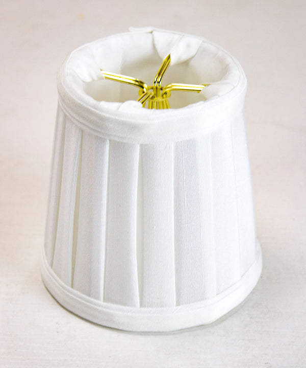 4"W x 4"H Set of 6 Down White Pleated Clip-on Candelabra Lampshade, photo 2 of 8