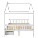 House Style Platform Bed With Headboard, Footboard, 2 Drawers, And Roof Design by HouseOfZazla
