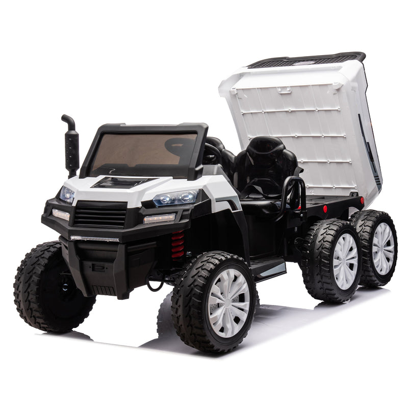 24V 2-Seater UTV-XXL Ride On Truck with Dump Bed for kid,Ride On 4WD UTV with 6 Wheels,Foam Tires, Suitable for Off-Roading,remote control,Three-Point Safety Harness