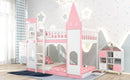 Twin Over Twin Castle Bunk Bed With Ladder - Pink by HouseOfZazla