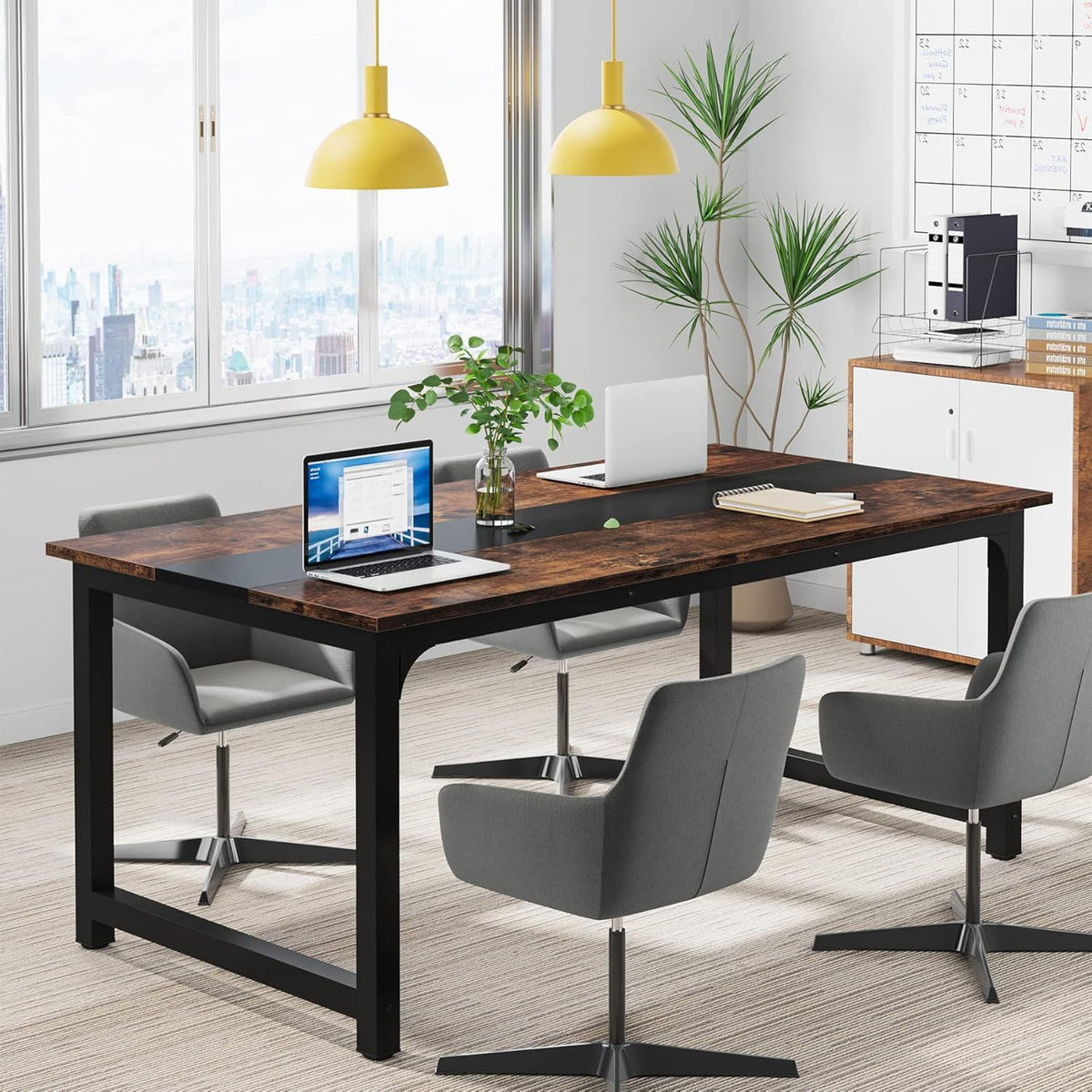 Large Computer Desk With Steel Frame for Home Office Workstation, photo 8 of 8