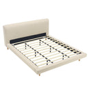 Beige Chunky Headboard Bed Frame with Solid Rubberwood Legs, Cal-King by HouseOfZazla