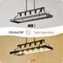 34-Inch Black Industrial Pendant Light with 5 E26 Bulb Sockets, Adjustable Chain Height – Modern Farmhouse Linear Chandelier for Dining Room, Kitchen Island, or Living Room (Bulb Not Included)