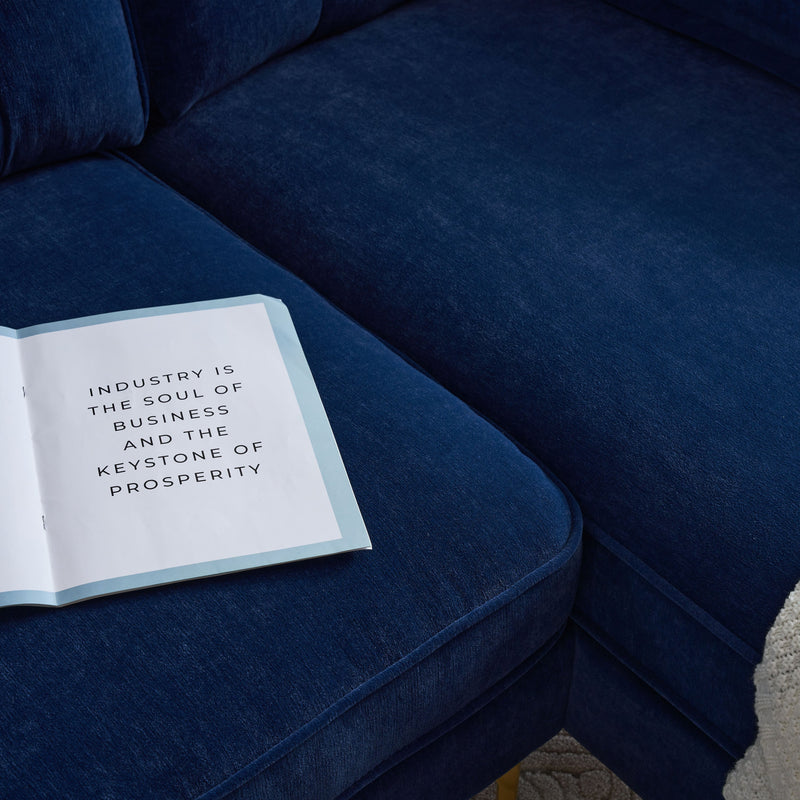 83" Modern Sectional Sofas Couches Velvet L Shaped Couches for Living Room, Bedroom, Blue