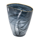 9.3x4.7x9.3' Smokey Black Glass Vase with Gold Rim by HouseOfZazla