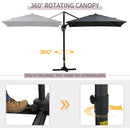 8FT Cantilever Patio Umbrella, Square Outdoor Offset Umbrella with 360 Rotation, Aluminum Hanging Umbrella with 3-Position Tilt, Crank & Cross Base for Garden, Dark Gray
