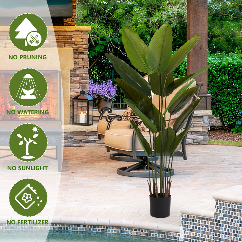 2025 New adhesive fabric traveler banana leaf 15 leaf home decoration indoor decoration artificial green plant 2pcs/set