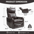 Brown Faux Leather Heat Massage Manual Recliner Chair