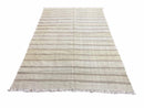 5x8 Turkish Kilim Rug, Flatweave Carpet, Striped Blanket, Southwestern Design, New, Gray, Wool, High Quality, Hand-Knotted