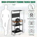 Fishing Rod Storage Rack With Pegboard, Rolling Tackle Organizer Cart - Black by HouseOfZazla