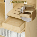 Furniture Style Multi Use Natural Cat Litter Box House With Flip Down Door - Natural by HouseOfZazla
