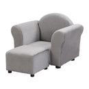 Kids Velvet Upholstered Chair With Ottoman For Comfortable Seating - Gray by HouseOfZazla
