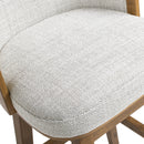 Bahama 30' Cane Rattan High-Back Swivel Bar Stool with Recessed Arms, Two-Tone Neutral Gray Polyester Wool Blend