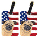 USA American Flag with Pug Luggage Tag
