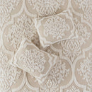 3 Piece Tufted Cotton Chenille Damask Comforter Set Taupe King/Cal King