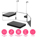 3 Way Mirror with Telescopic Hanger Tri-fold Mirror Personal Makeup Mirror for Self Shaving Hair Cutting Dyeing Curling Braiding