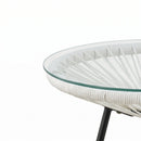 Nusa Outdoor Synthetic Wicker Glass-Top Side Table by HouseOfZazla