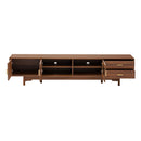 Modern TV Stand With Fluted Glass Doors & 2 Drawers
