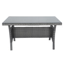 5 Piece Patio wicker Outdoor Sectional Set 9 Seater Conversation Set with 3 Storage Under Seat Grey Wicker + Dark Grey Cushion