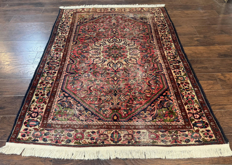 Antique Persian Malayer Rug 4'7" x 6'6" – 1920s Tribal Red Wool Carpet
