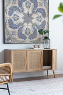 Wooden Accent TV Cabinet With 3 Doors - Brown by HouseOfZazla