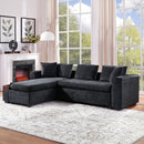 Modern L Shaped Sectional Sofa With Upholstery And Wooden Storage by HouseOfZazla
