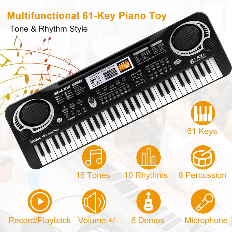 61 Keys Digital Music Electronic Keyboard Electric Piano Musical Instrument Kids Learning Keyboard w/ Microphone For Beginners Kids Girls Boys Adults, photo 4 of 12