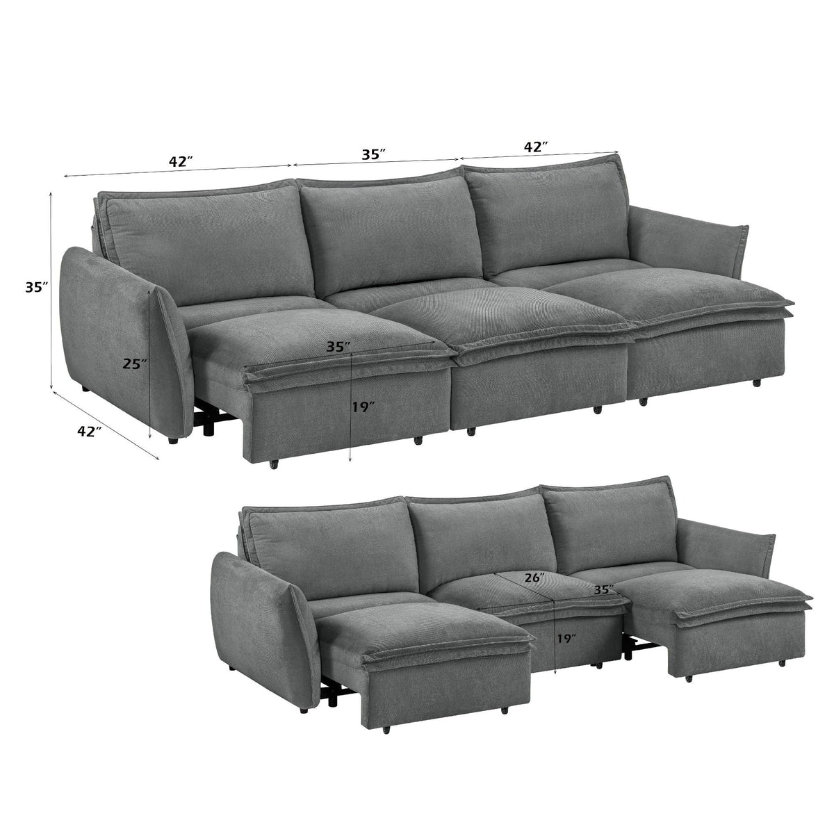 Eaden - Power Sofa With Sleeper - Gray, photo 4 of 4