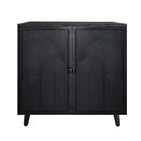 Modern Black Wood Storage Cabinet with Embossed Door