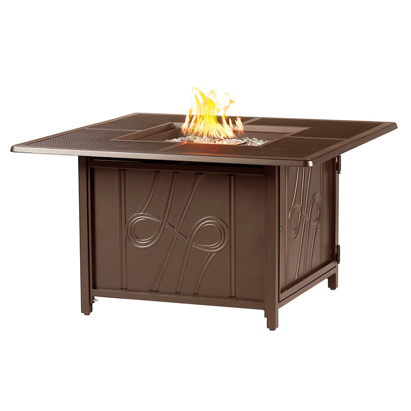 Aluminum 42-in Square Propane Fire Table with Beads, Covers and Lid