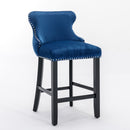 Contemporary Upholstered Wing-Back Barstools With Button Tufted Decoration And Wooden Legs, And Nailhead Trim, Leisure Style Bar Chairs, Bar Stools (Set of 2) by Unique Piece Furniture