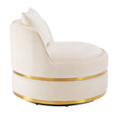 360 Degree Swivel Accent Chair Velvet Modern Upholstered Barrel Chair Over-Sized Soft Chair with Seat Cushion for Living Room, Bedroom, Office, Apartment, Beige