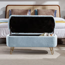 Storage Ottoman Bench For End Of Bed Legs, Modern Camel Faux Fur Entryway Bench Upholstered Padded With Storage For Living Room Bedroom