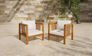 Set of 2 Outdoor Acacia Wood Club Chairs with Modern Square Arms by HouseOfZazla