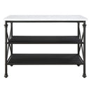 Brahm - Kitchen Island - White Marble Top & Gray