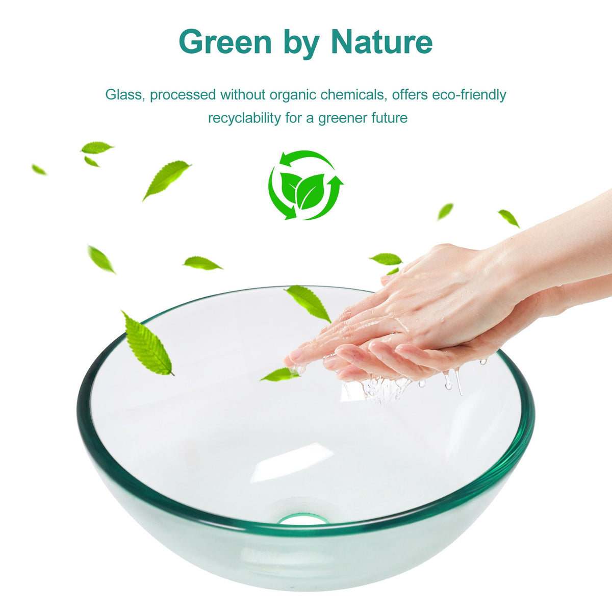 Artistic Tempered Glass Vessel Sink With Pop Up Drain, photo 32 of 32