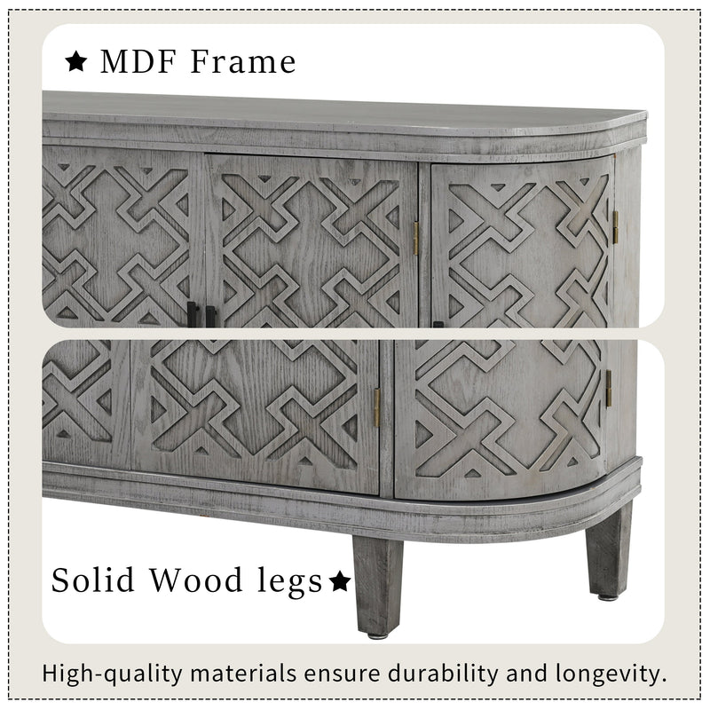 Accent Storage Cabinet Sideboard Wooden Cabinet with Antique Pattern Doors for Hallway, Entryway, Living Room, Bedroom