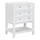 24" Bathroom Vanity Without Sink, Base Only, Solid Wood Frame, Bathroom Storage Cabinet with Drawer and Open Shelf, White
