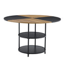 Diameter - Modern Splicing Circular Dining Table Double Layer Storage - Wood / Black by Unique Piece Furniture