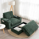 Oversized Chaise Lounge Indoor Rabbit Fur Sofa Bed With Storage Ottoman And Armrests Cup Holders With Deep Seat by Unique Piece Furniture