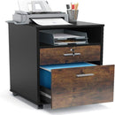 2 Drawer Mobile File Cabinet With Lock, Rolling Printer Stand For Letter Size Files - Black / Brown by HouseOfZazla