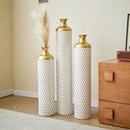 3-Piece Modern Metal Vase Set - White & Gold by HouseOfZazla