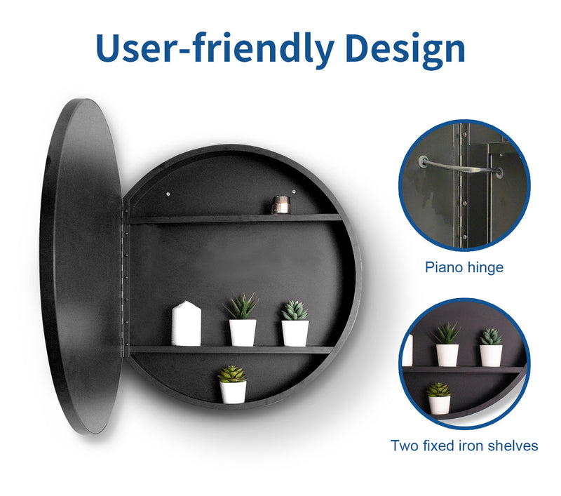 24x24 inch 3 colors with light Black framed Wall mount Medicine Cabinet with Mirror Anti-fog function