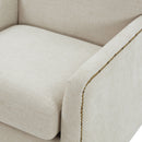 Tolland - Swivel Accent Chair With Antique Brass Nailhead Trim - Beige by HouseOfZazla