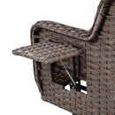 5 Pieces Outdoor Patio Furniture Set with Pet House Cool Bar and Retractable Side Tray, Rattan Wicker Patio Swivel Rocking Chairs Set of 2 with Ottomans for Backyard, Porch, Balcony, Beige