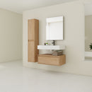 Modern Wall Mounted 30 Inch Bathroom Vanity With Resin Sink And 2 Side Cabinet In Imitative - Imitative Oak by HouseOfZazla