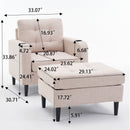 Upholstered Armchair And Storage Ottoman Set, Comfortable Single Sofa With Cup Holders And Tufted Detailing, Ideal For Living Room Or Bedroom by HouseOfZazla