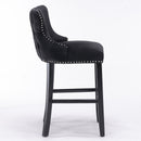 Contemporary Upholstered Wing-Back Barstools With Button Tufted Decoration And Wooden Legs, And Nailhead Trim, Leisure Style Bar Chairs, Bar Stools (Set of 2) by Unique Piece Furniture