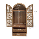 Tall Kitchen Pantry Cabinet With Hollow Carved Doors 2 Drawers And Adjustable Shelves Storage Display Cabinet For Kitchen Dining Room Or Living Room - Walnut
