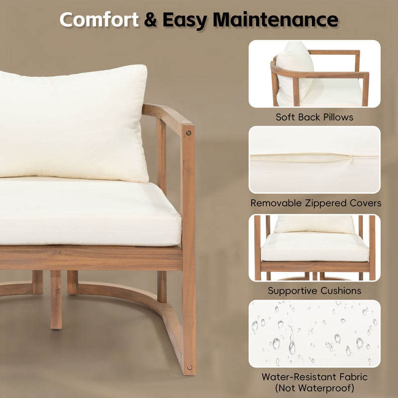 TOPMAX 4-Piece Modern Acacia Wood Sofa Set, photo 6 of 9